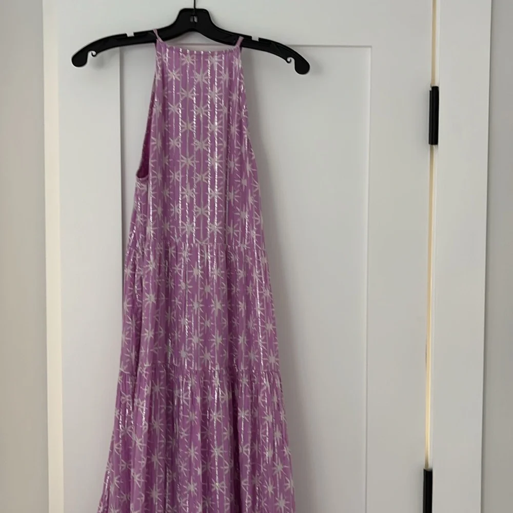 Oliphant Purple Maxi Dress with Silver Star Pattern